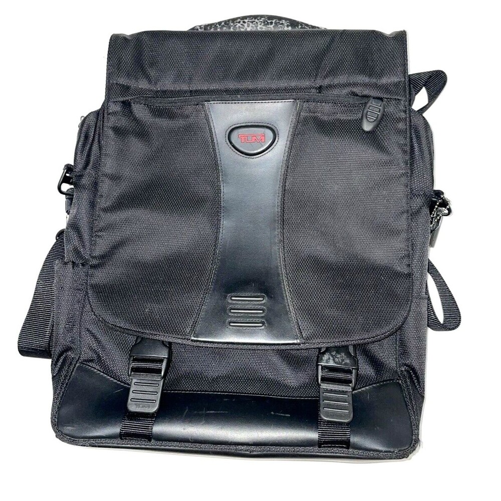 TUMI black Nylon Backpack Shoulder Messenger Bag 589C Computer padded READ VTG